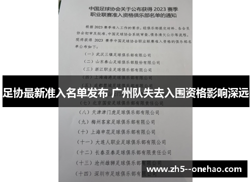 足协最新准入名单发布 广州队失去入围资格影响深远 足协最新准入名单发布 广州队失去入围资格影响深远